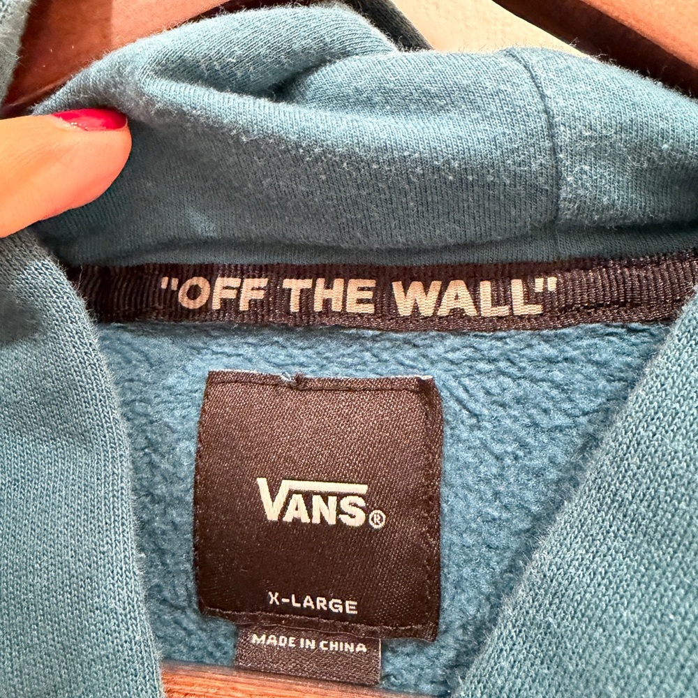 Vans Boys Teal and Navy Pullover Hoodie Sweatshirt with Logo XL - Picture 4 of 6